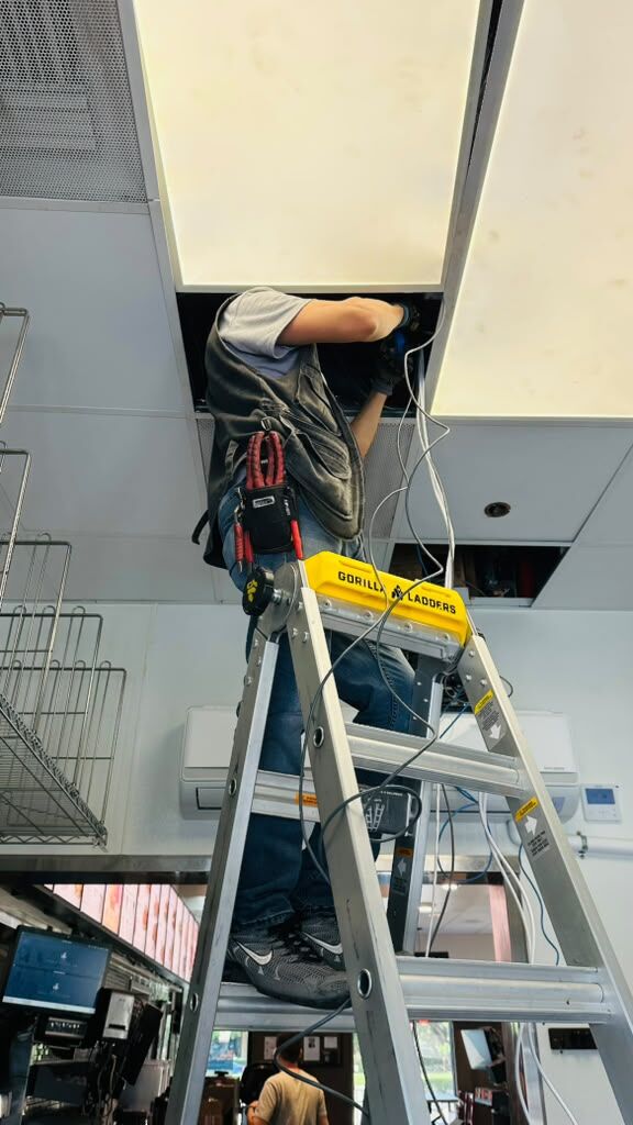 Running POS drops above the ceiling