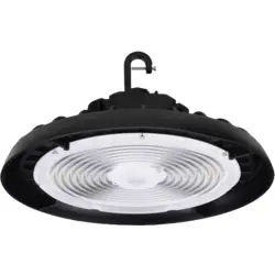 Black 240W LED UFO high bay fixture, sensor-ready
