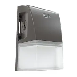 Bronze 25W LED wall pack fixture with integrated photocell