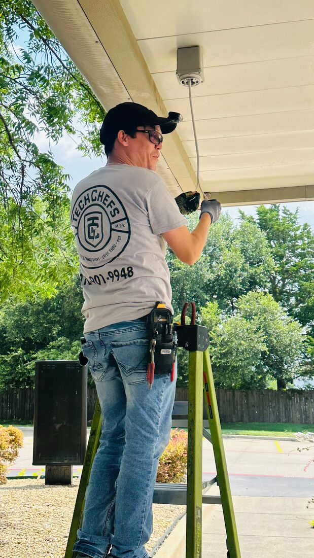 Camera install at the canopy soffit