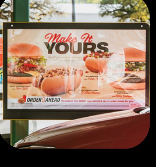 Sonic passenger-side menu plexiglass